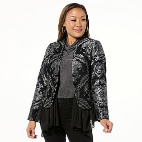 Jaclyn Smith Chenille Brocade Jacket with Ruffled Lining