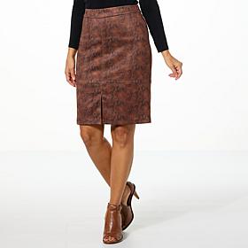 Jaclyn Smith Faux Suede Seamed Pencil Skirt