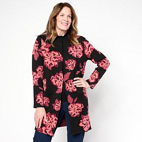 Jaclyn Smith Jewel Neck Jacquard Coatigan