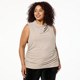 Jaclyn Smith Metallic Knit Cowl Neck Sleeveless Top