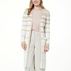 Jaclyn Smith Open Front Long Sleeve Duster Cardigan