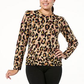 Jaclyn Smith Printed Puff Sleeve Sweater