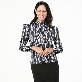 Jaclyn Smith Puff Sleeve Mock-Neck Top