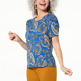 Jaclyn Smith Puff Sleeve Ribbed Knit Tee