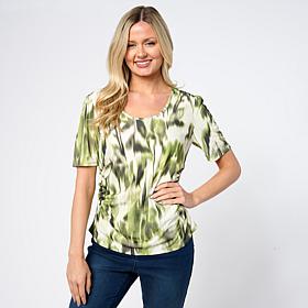 Jaclyn Smith Scoop Neck Side Ruched Tee