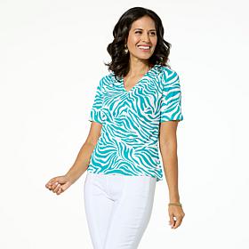 Jaclyn Smith Short-Sleeve Ribbed Knit Tee