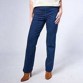 Jaclyn Smith Stretch Denim Straight-Leg Pull-On Pant
