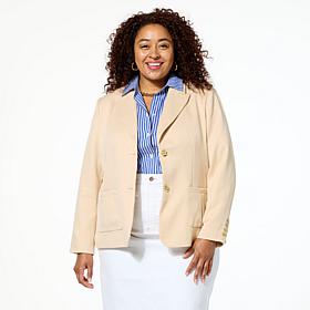 Jaclyn Smith Stretch Woven Buttoned Blazer
