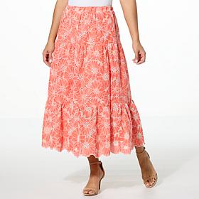 Jaclyn Smith Tiered Eyelet Midi Skirt