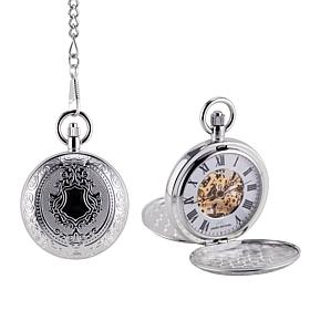 James Michael Men's Mechanical Skeleton Dial Pocket Watch