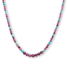 Jay King 18" Ruby and Baja Turquoise Beaded Necklace