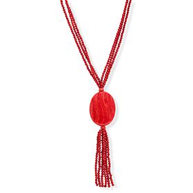 Jay King 3-Strand Red Coral Tassel Drop Necklace