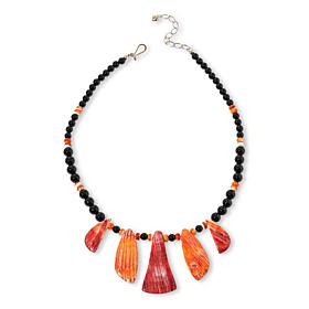 Jay King Black Chalcedony and Orange Spiny Oyster Shell Necklace