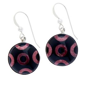 Jay King Black Chalcedony and Pink Thulite Inlay Drop Earrings