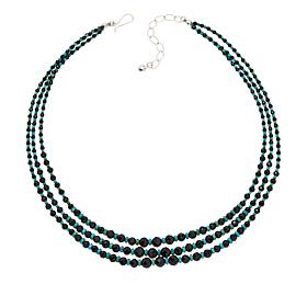 Jay King Black Spinel and Turquoise Bead 3-Strand Necklace