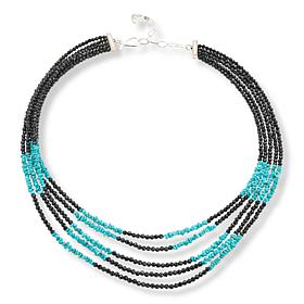 Jay King Black Spinel and Turquoise Bead 5-Strand 18" Necklace 