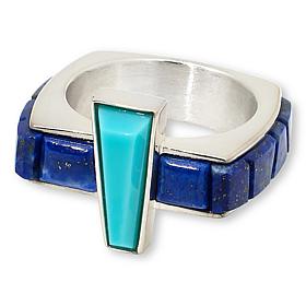 Jay King Campitos Turquoise and Lapis Wide Band Ring