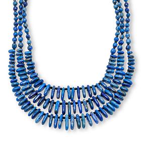 Jay King Denim Lapis and Black Spinel Bead 3-Strand Layered Necklace