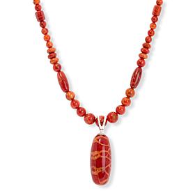 Jay King Indonesian Red Coral Pendant with Bead Necklace