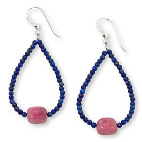 Jay King Lapis Bead and Rhodonite Loop Drop Earrings