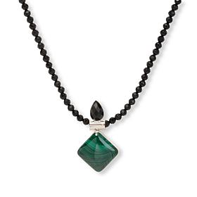 Jay King Malachite and Midnight Chalcedony Pendant with Necklace