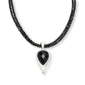Jay King Midnight Chalcedony Pendant on 2-Strand Black Spinel Necklace