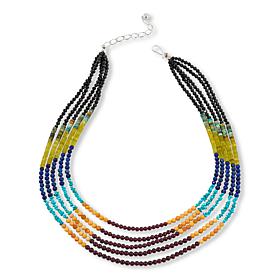 Jay King Multicolor Multigemstone Bead Colorblock 5-Strand Necklace