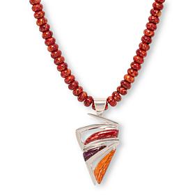 Jay King Multicolored Spiny Oyster Shell Pendant with Bead Necklace 