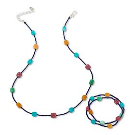 Jay King Multigemstone Bead Necklace and Stretch Bracelet 2-piece Set