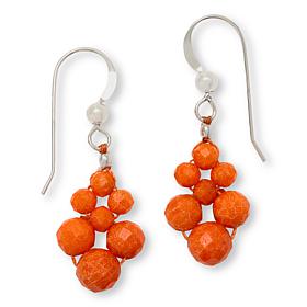 Jay King Orange Coral Beaded Cluster Earrings