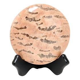 Jay King Pink Zebra Feldspar "Moon" Specimen with Stand