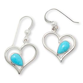 Jay King Royal Blue Turquoise Sterling Silver Heart Drop Earrings