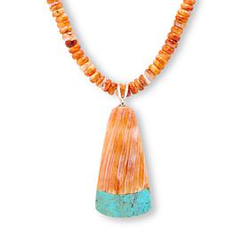 Jay King Spiny Oyster Shell and Royal Blue Turquoise Pendant Necklace