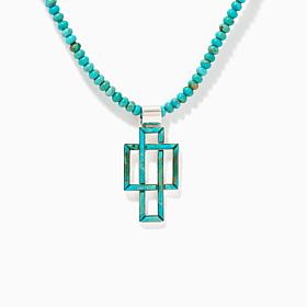 Jay King Sterling Santa Rita Turquoise Beaded Necklace with Pendant