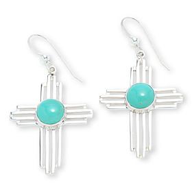 Jay King Sterling Silver Baja Turquoise Cross Drop Earrings