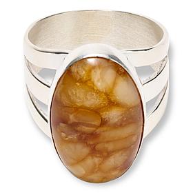 Jay King Sterling Silver Butterscotch Amber Composite Oval Ring