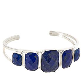 Jay King Sterling Silver Checkerboard-Cut Lapis 5-Stone Cuff Bracelet