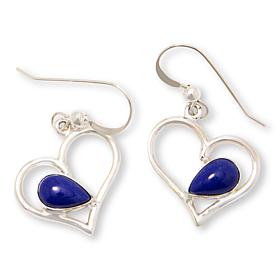 Jay King Sterling Silver Denim Lapis Open Heart Drop Earrings