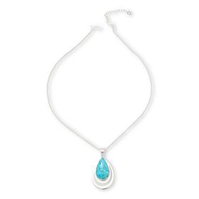 Jay King Sterling Silver Heavenly Well Lake Turquoise Pendant w/Chain