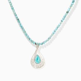 Jay King Sterling Silver Larimar Beaded Necklace with Pendant