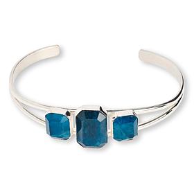 Jay King Sterling Silver Madagascar Blue Apatite 3-Stone Cuff Bracelet