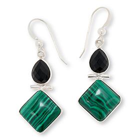 Jay King Sterling Silver Malachite and Black Chalcedony Earrings