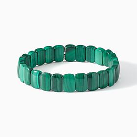 Jay King Sterling Silver Malachite Soft Rectangle Stretch Bracelet
