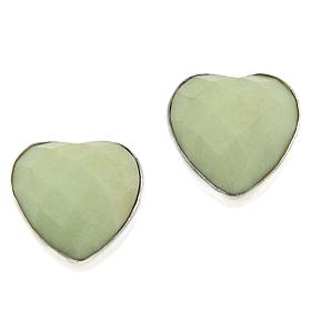 Jay King Sterling Silver Meadow Stone Heart Stud Earrings