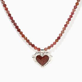 Jay King Sterling Silver Nigerian Strawberry Quartz Beaded Necklace