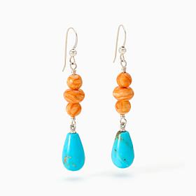 Jay King Sterling Silver Orange Spiny & Azure Peaks Earrings