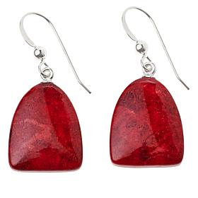 Jay King Sterling Silver Red Coral Drop Earrings