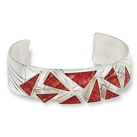 Jay King Sterling Silver Red Spiny Oyster Shell 7" Cuff Bracelet