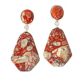 Jay King Sterling Silver Red Volcanic Stone Drop Earrings