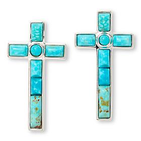 Jay King Sterling Silver Sonoran Blue Turquoise Cross Earrings